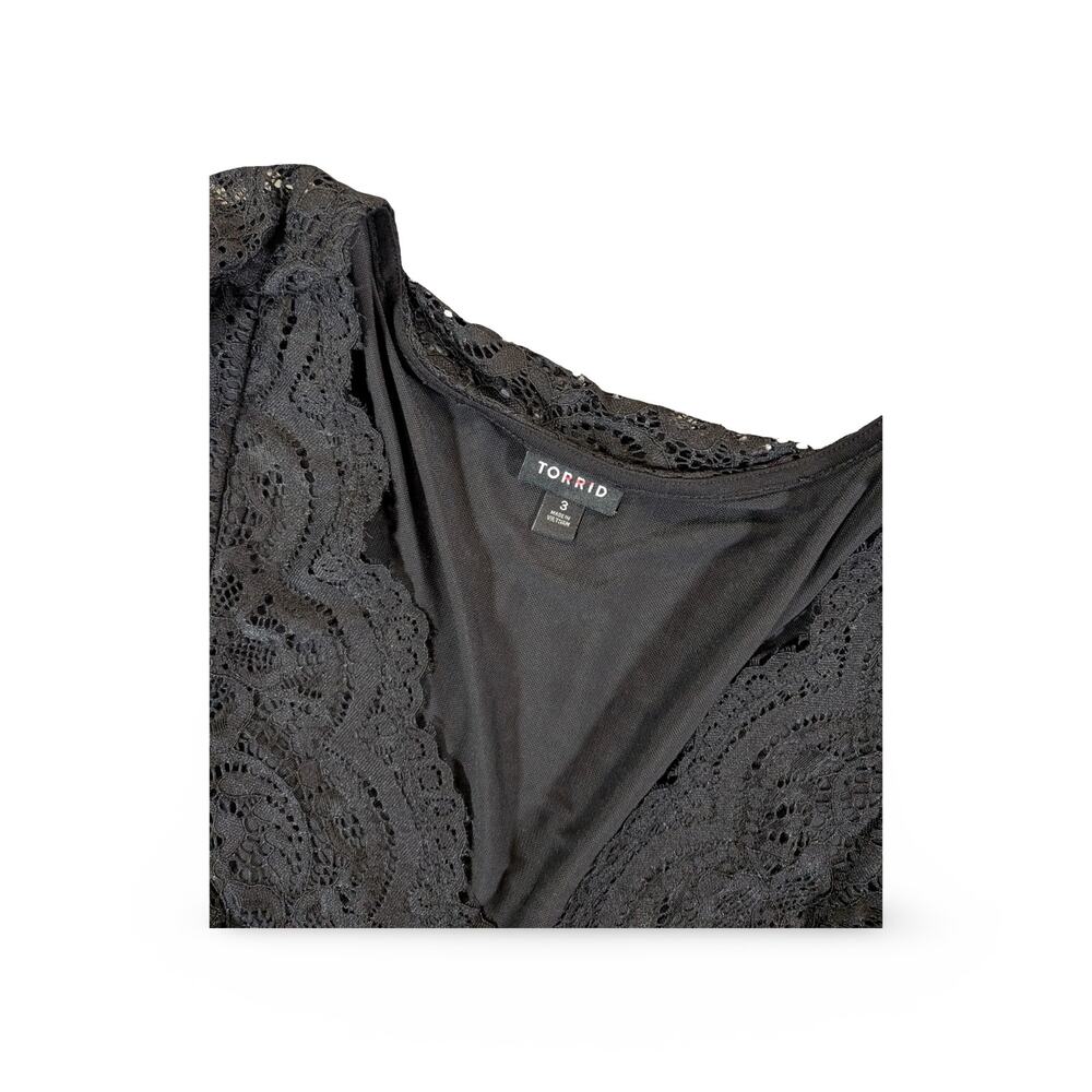 Torrid Black Lace Long Sleeve Bodysuit Size 3 Plus - Picture 6 of 7